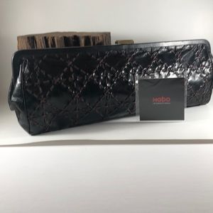 Hobo Black and brown stitching oblong clutch